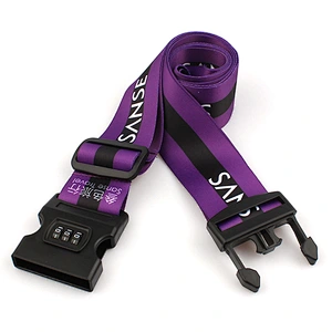 Custom adjustable travel luggage suitcase strap with plastic buckle