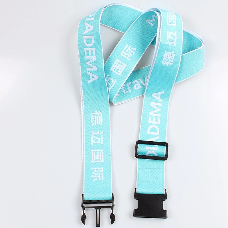 Custom packing tag loop strap woven luggage belt with breakaway hook