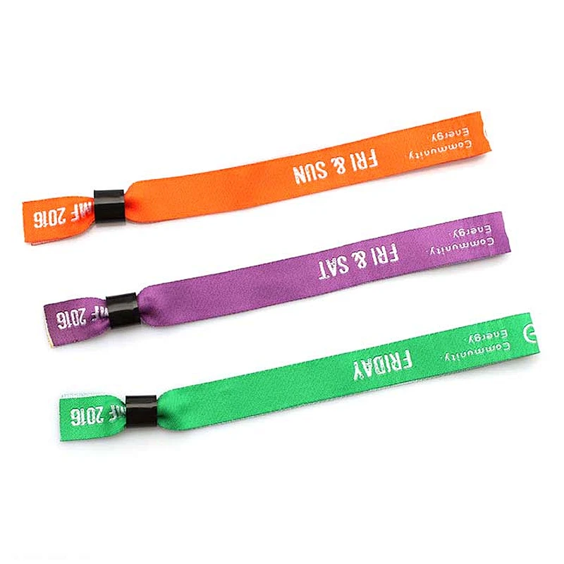 High quality custom logo woven fabric VIP wristband