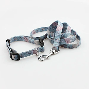 Custom Polyester Heat Transfer Printing Dog Collar and Leash Set