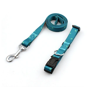 Custom Polyester Heat Transfer Printing Dog Collar and Leash Set