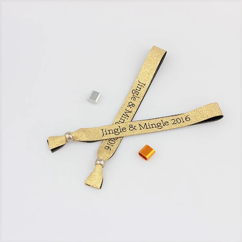 Custom Woven Friendship Plain Embroidered Fabric Souvenir Fastener Wristbands
