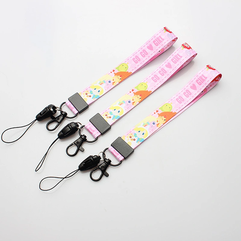 High quality heated transfer keychain neck strap pink cute lanyards for keys custom