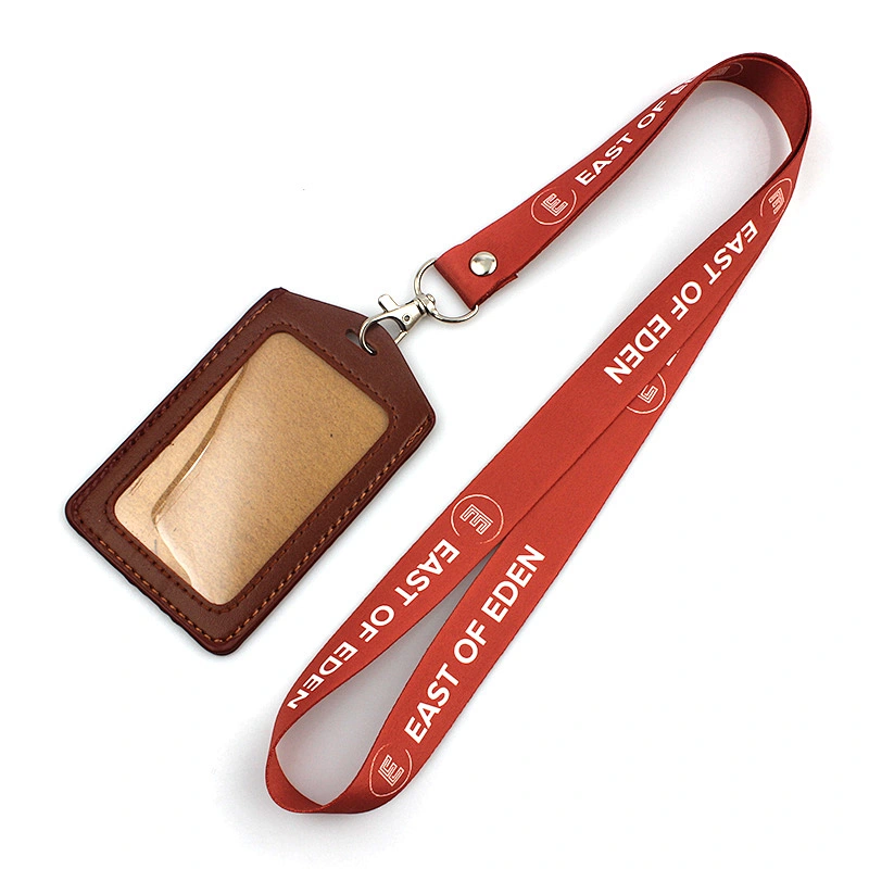 Custom logo neck lanyard with pu card holder