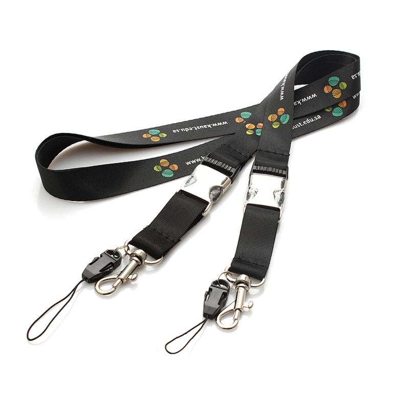 Durable custom sublimation lanyard key chain with metal breakaway hook