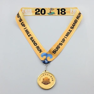 Hot sale factory custom eco-friendly award ribbon medal lanyard