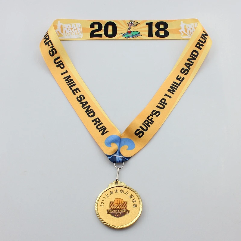 Hot sale factory custom eco-friendly award ribbon medal lanyard