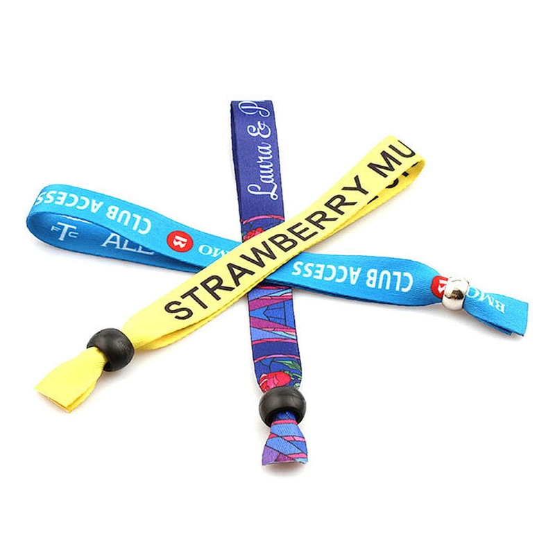 Custom design printed sublimation polyester customized festival fabric wristbands for events