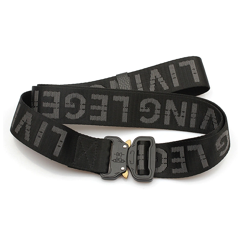 Fashion nylon custom logo fabric woven men belt