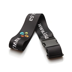 Eco Friendly Polyester Custom Logo Luggage Belt with Breakaway Buckle