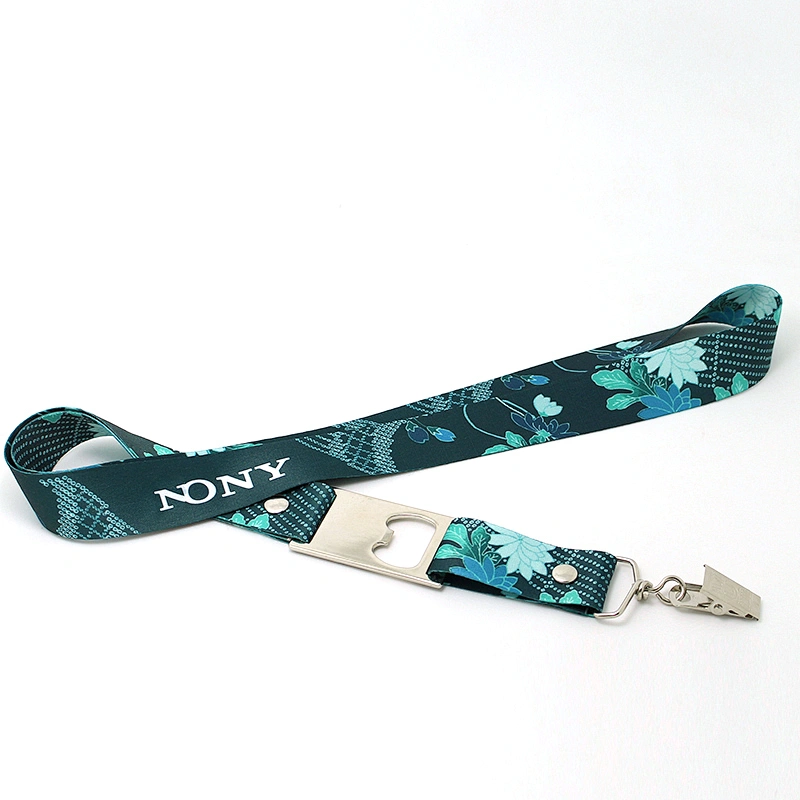 Sublimation logo branded custom polyester beer bottle opener lanyard