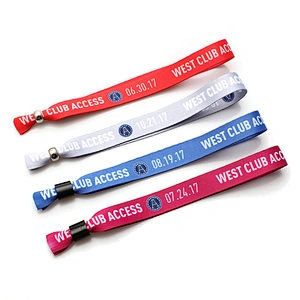 Custom Disposable Polyester Event Wristbands with One Off Use Clasp