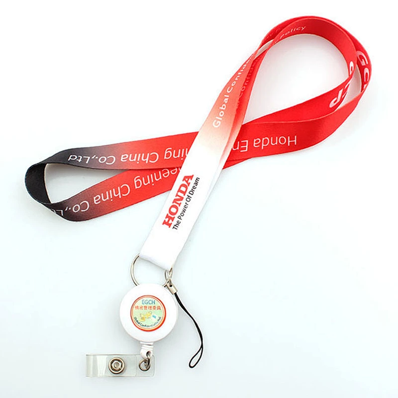 Customized retractable yoyo silk screen printing satin lanyard