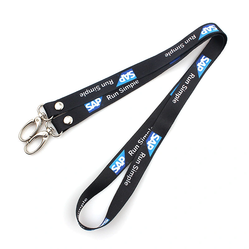 Polyester Material and W2.0*L92cm or as your requested size sublimation double hook lanyard
