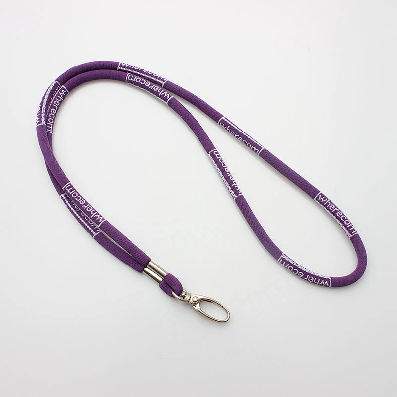 Custom logo elastic woven cord lanyard round lanyard with stopper