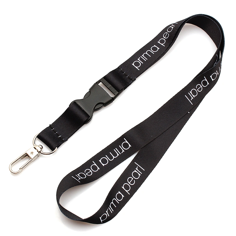 Custom heat transfer printed polyester neck lanyard with metal snap hook and detachable buckle