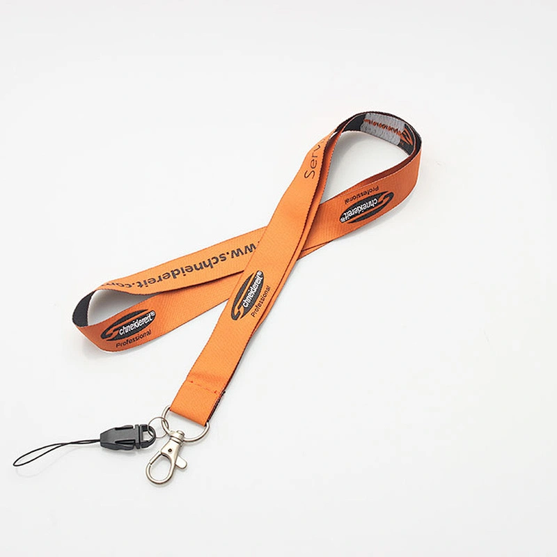 Woven round custom logo polyester elastic cord lanyard