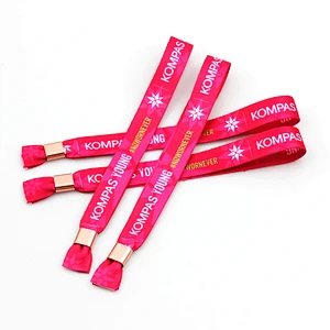 Mix color adult size polyester woven custom cloth wristband for party or festival