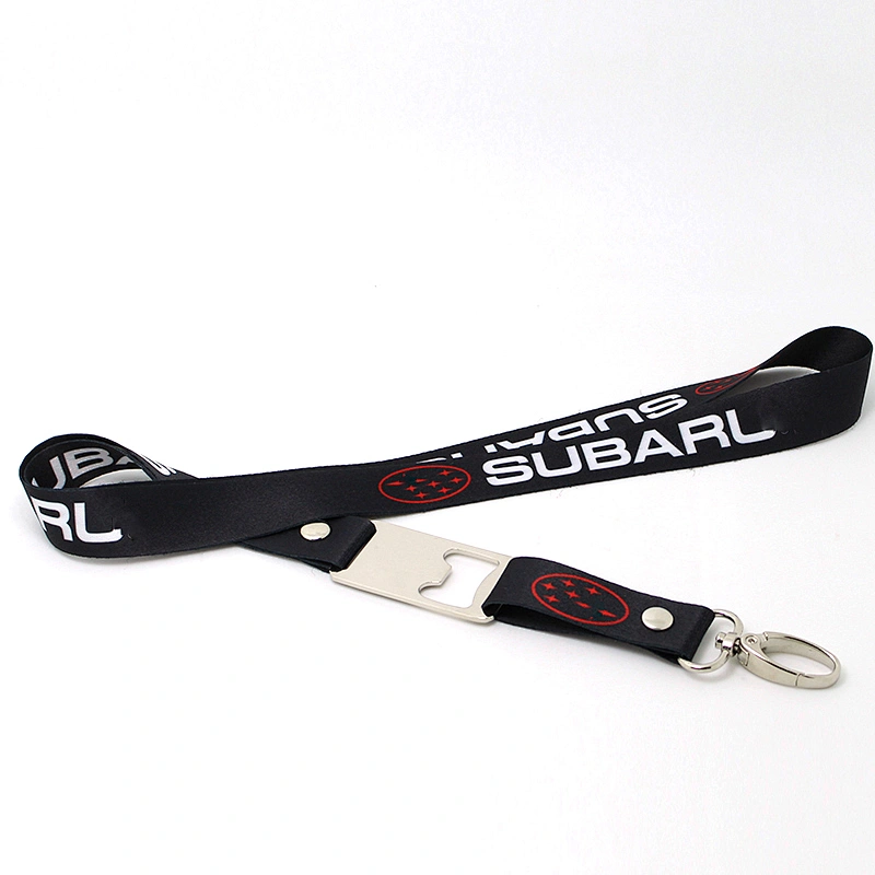 Sublimation logo branded custom polyester beer bottle opener lanyard