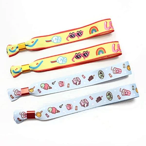 Eco-friendly printing fabric polyester children wristband with alum lock