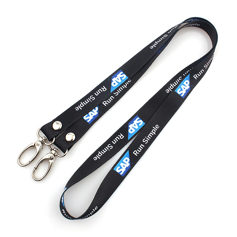 Polyester Material and W2.0*L92cm or as your requested size sublimation double hook lanyard