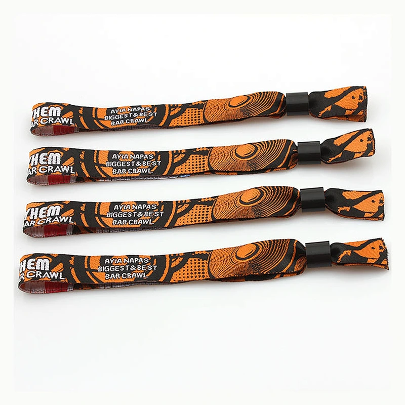 Fabric printing wrist band china wholesale wristband with plastic lock