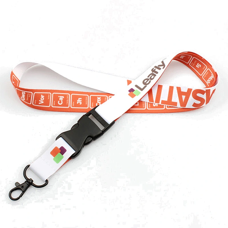 Nice gifts cheaper 2cm width neck strap heat transfer lanyard with breakaway buckle and black metal hook