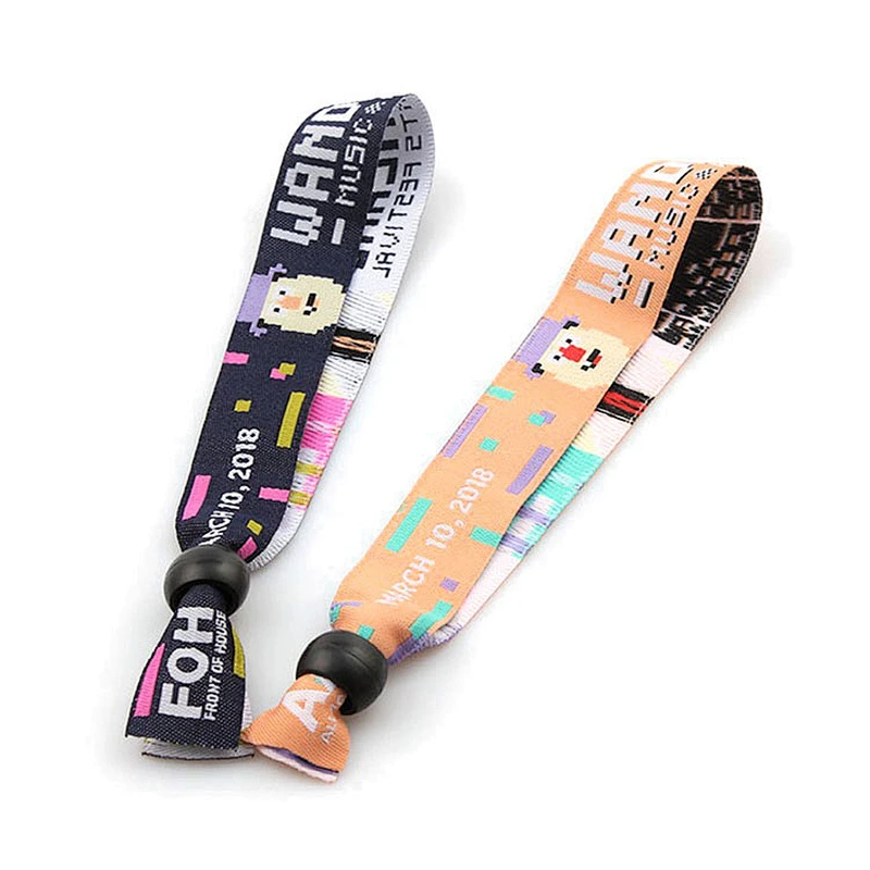 Handmade event fabric bracelets with slide lock