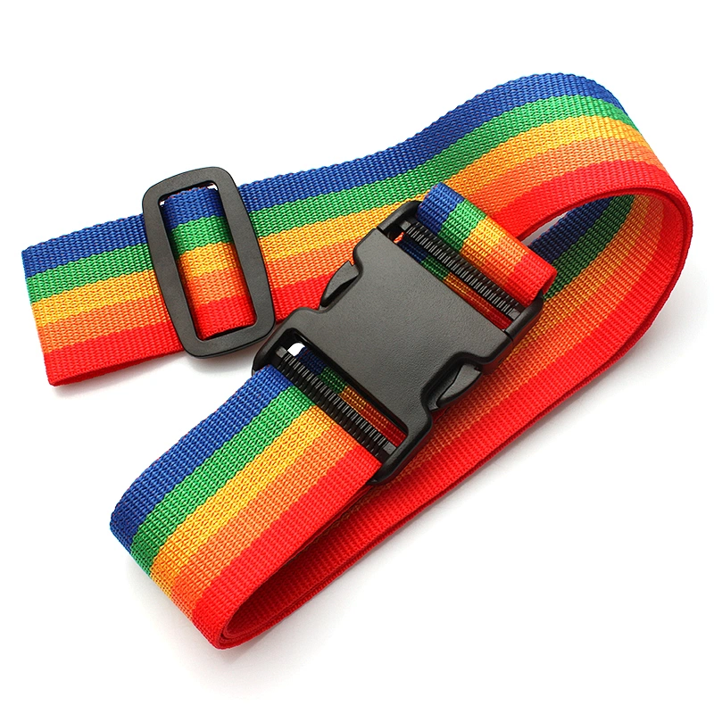 Custom rainbow travel belt polyester custom printing luggage strap