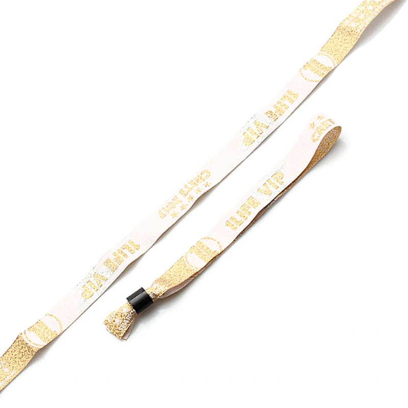 Festival woven one time use wristband with plastic lock