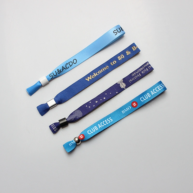 Festival events customized ribbon wristbands with plastic slide lock