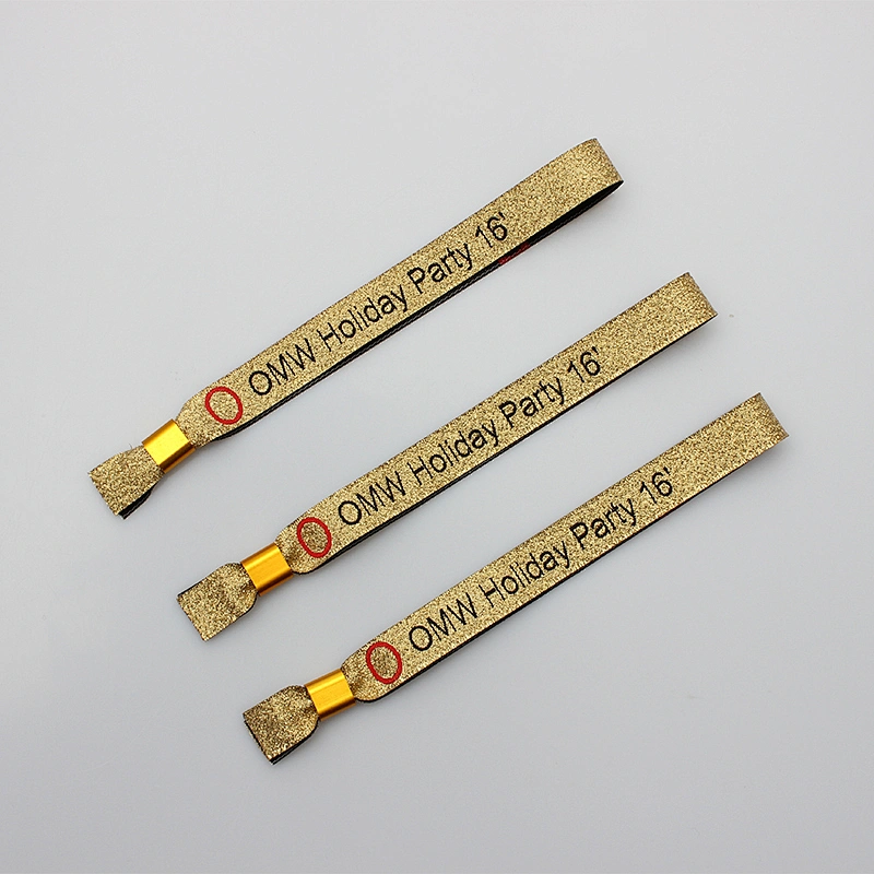 Hot sale custom logo printed recycle cloth woven adjustable festival wristband