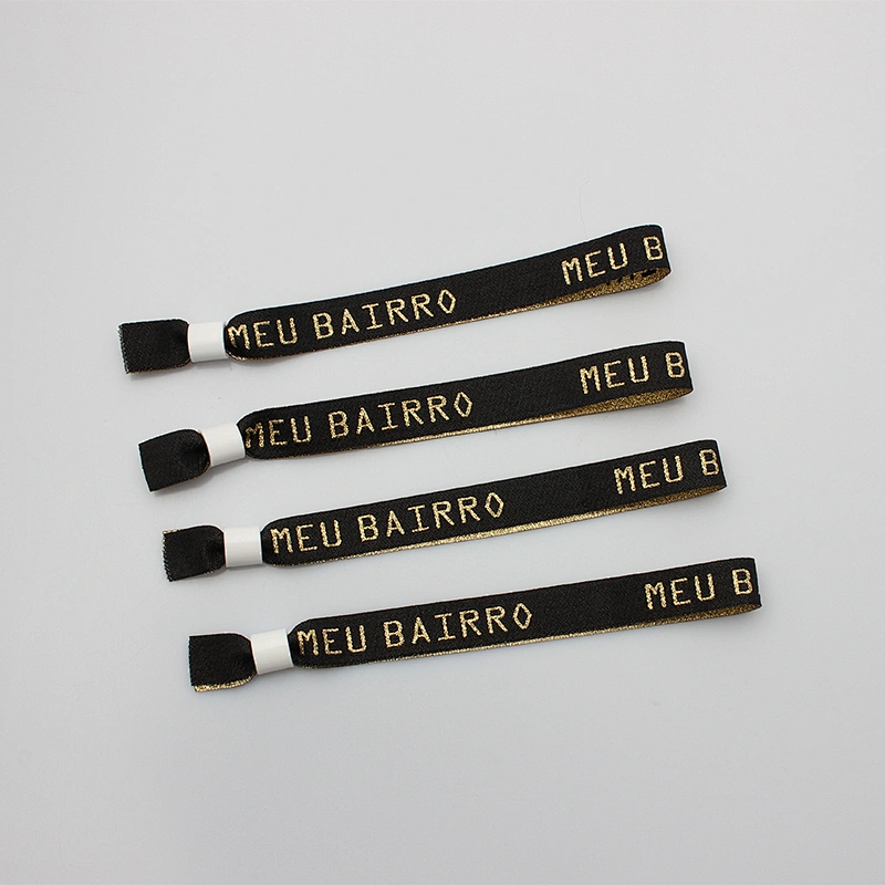 Factory OEM cheap custom polyester fabric wristband bracelet glow in the dark