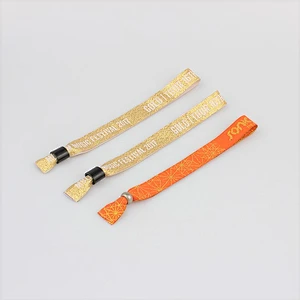 Festival Custom Fabric Woven Wristband With Plastic Lock