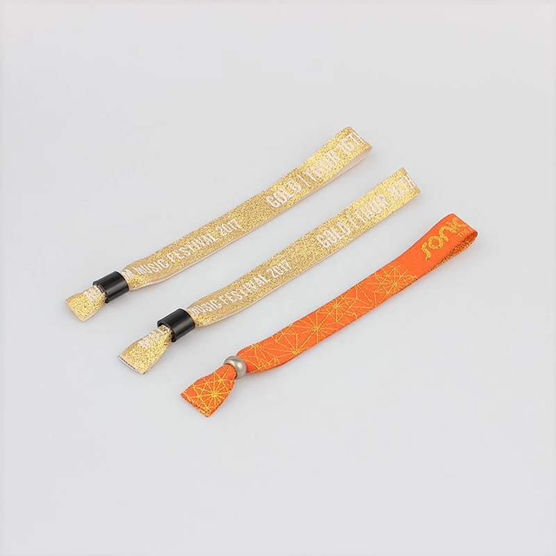 Festival Custom Fabric Woven Wristband With Plastic Lock