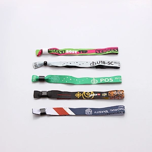 High quality event woven custom wristband with plastic closure
