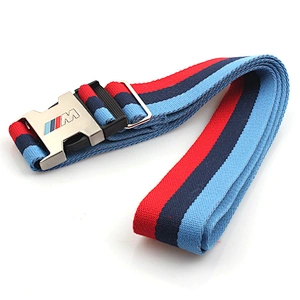 Low price special customized logo luggage belt with metal buckle
