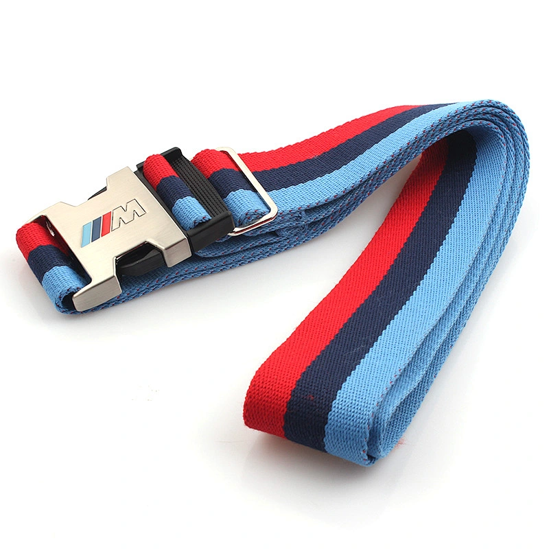 Low price special customized logo luggage belt with metal buckle