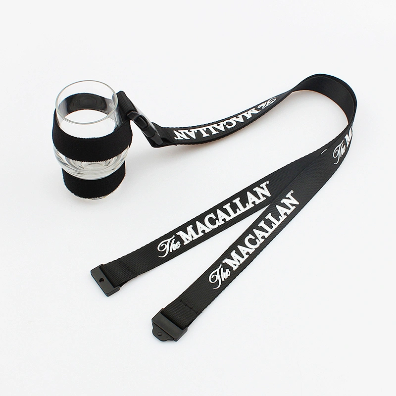 Silk screen printing nylon water bottle holder wine glass lanyard