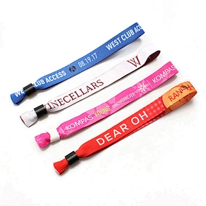 One Time Use Woven Club Rfid Elastic Wristband With Plastic Slider