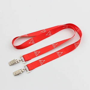 Custom high quality printed logo neck lanyard with double clip