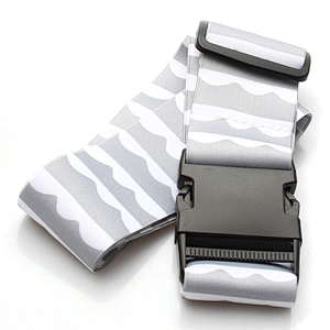 Custom logo safety adjustable polyester luggage belt with plastic hook