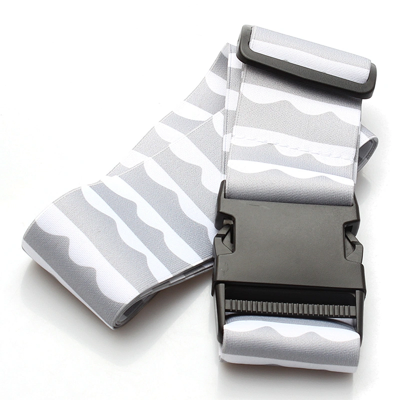 Custom logo safety adjustable polyester luggage belt with plastic hook