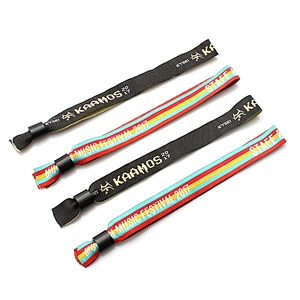 Cheap festival stain plastic clip woven disposable wristbands