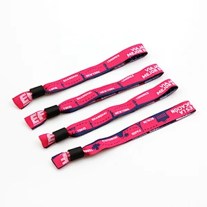 Mix color adult size polyester woven custom cloth wristband for party or festival