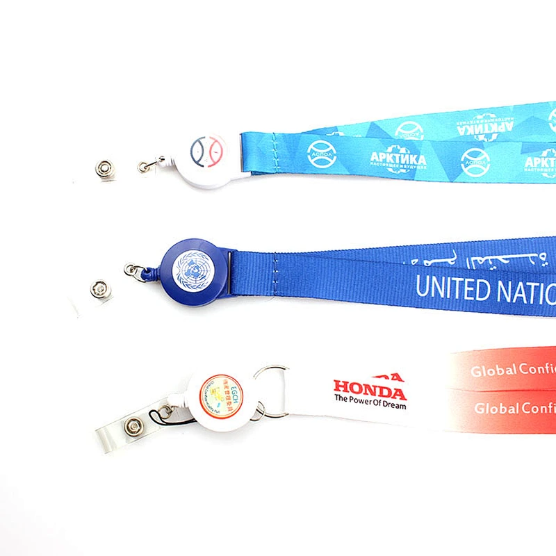 Custom badge holders neck strap sublimation printing lanyard with retractable reel
