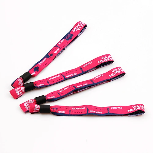 Mix color adult size polyester woven custom cloth wristband for party or festival