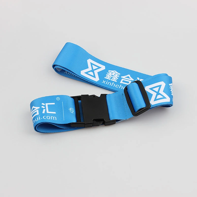 Factory direct sale polyester luggage custom belt with plastic breakaway lock
