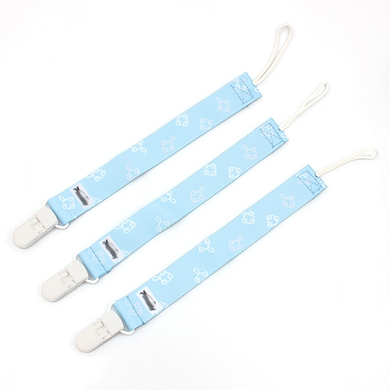 Hot sale ribbon dummy holder baby boy soother pacifier clips