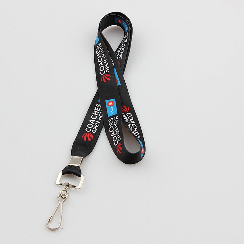 Custom color heat transfer print lanyard cell phone strap with keychain hook